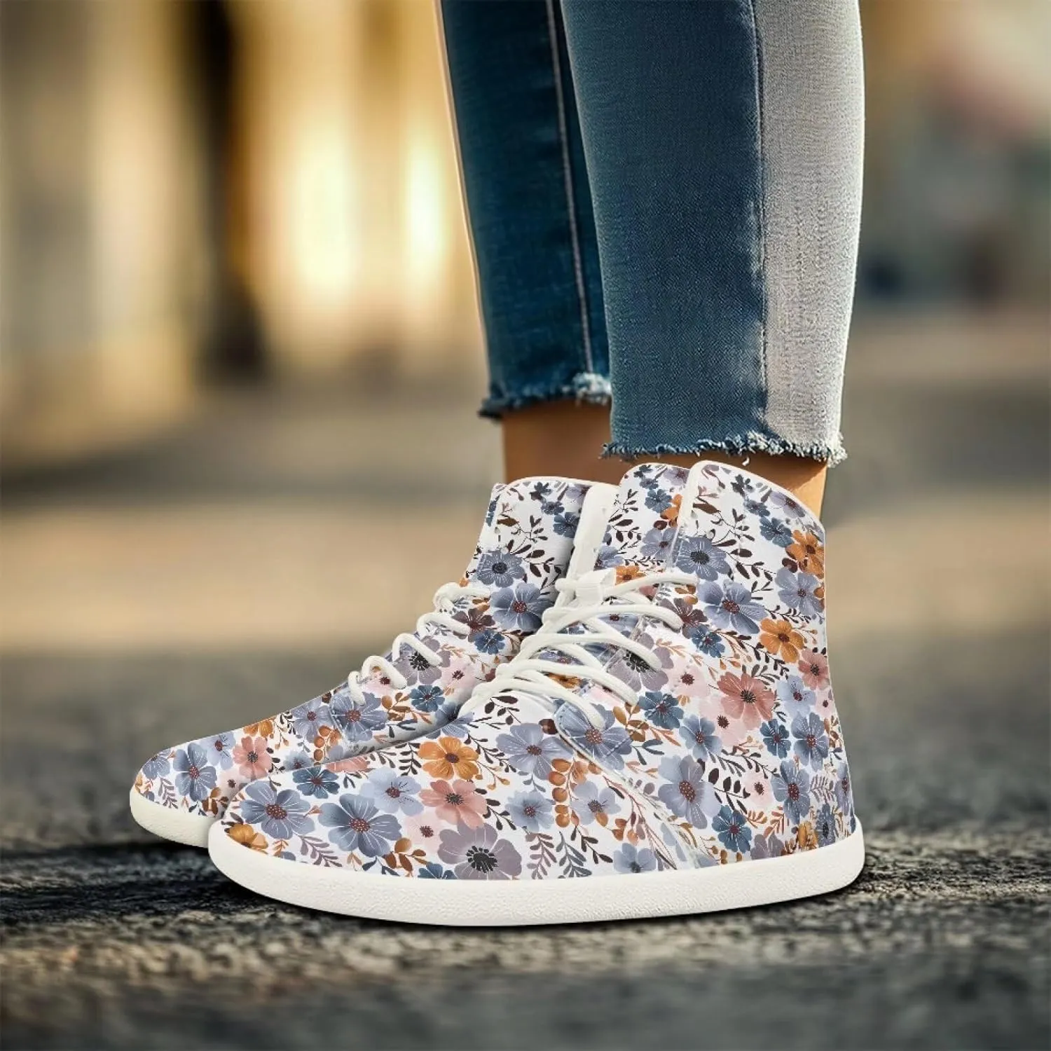 Lightweight Barefoot Shoe for Womens Fashion High Top Walking Sneakers Breathable Cute Travel Shoes for Athletic US 6-13.5 White Sole