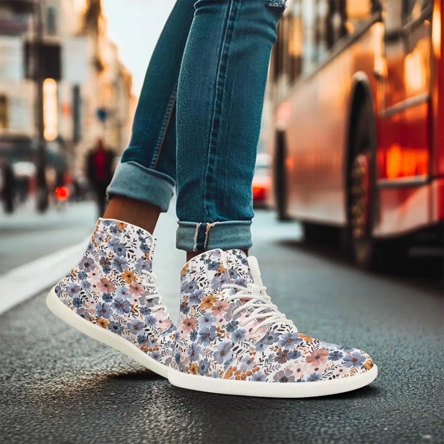 Lightweight Barefoot Shoe for Womens Fashion High Top Walking Sneakers Breathable Cute Travel Shoes for Athletic US 6-13.5 White Sole