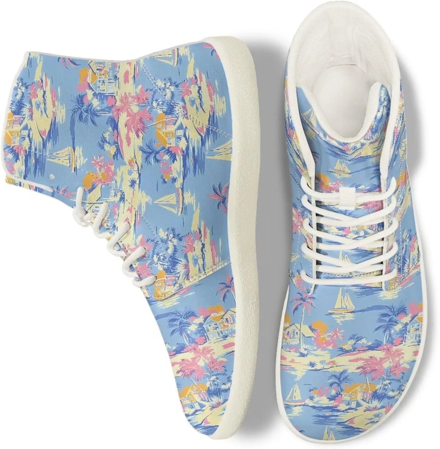 Lightweight Barefoot Shoe for Womens Fashion High Top Walking Sneakers Breathable Cute Travel Shoes for Athletic US 6-13.5 White Sole