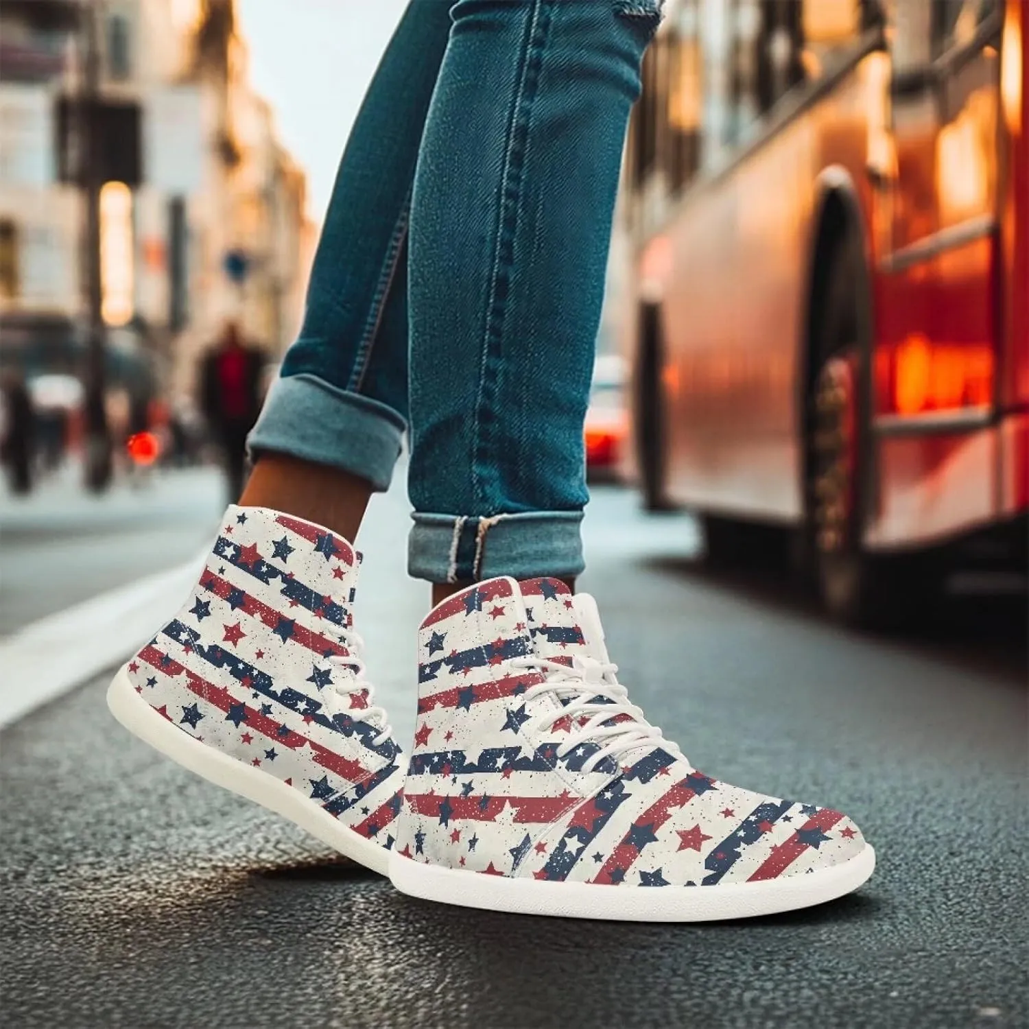 Lightweight Barefoot Shoe for Womens Fashion High Top Walking Sneakers Breathable Cute Travel Shoes for Athletic US 6-13.5 White Sole