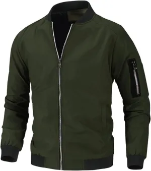 Lightweight Casual Track Jackets for Men Casual Zip Up Softshell Bomber Jacket Long Sleeve Outdoor Sports Windbreaker