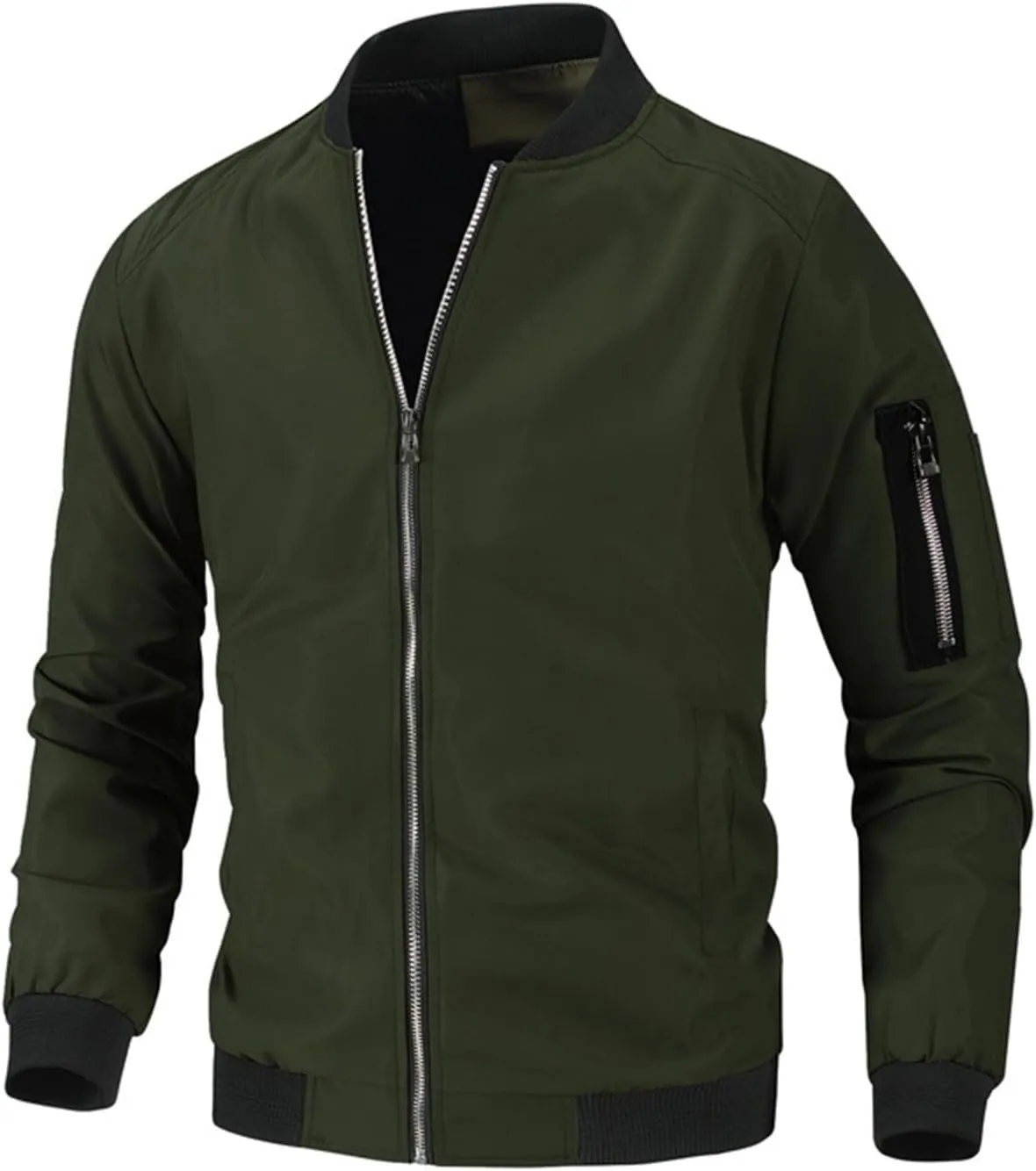 Lightweight Casual Track Jackets for Men Casual Zip Up Softshell Bomber Jacket Long Sleeve Outdoor Sports Windbreaker