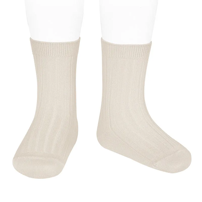 Linen Ribbed Calf Length Spanish Socks