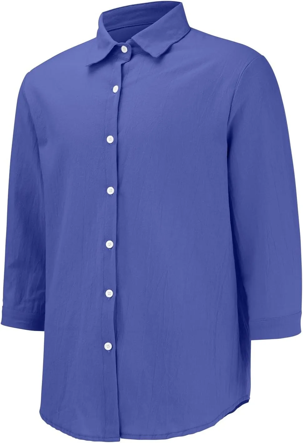 Linen Shirts for Men Big and Tall Casual Button Down Long Sleeve Solid Spread Collar Shirt Summer Hawaiian Beach Tops
