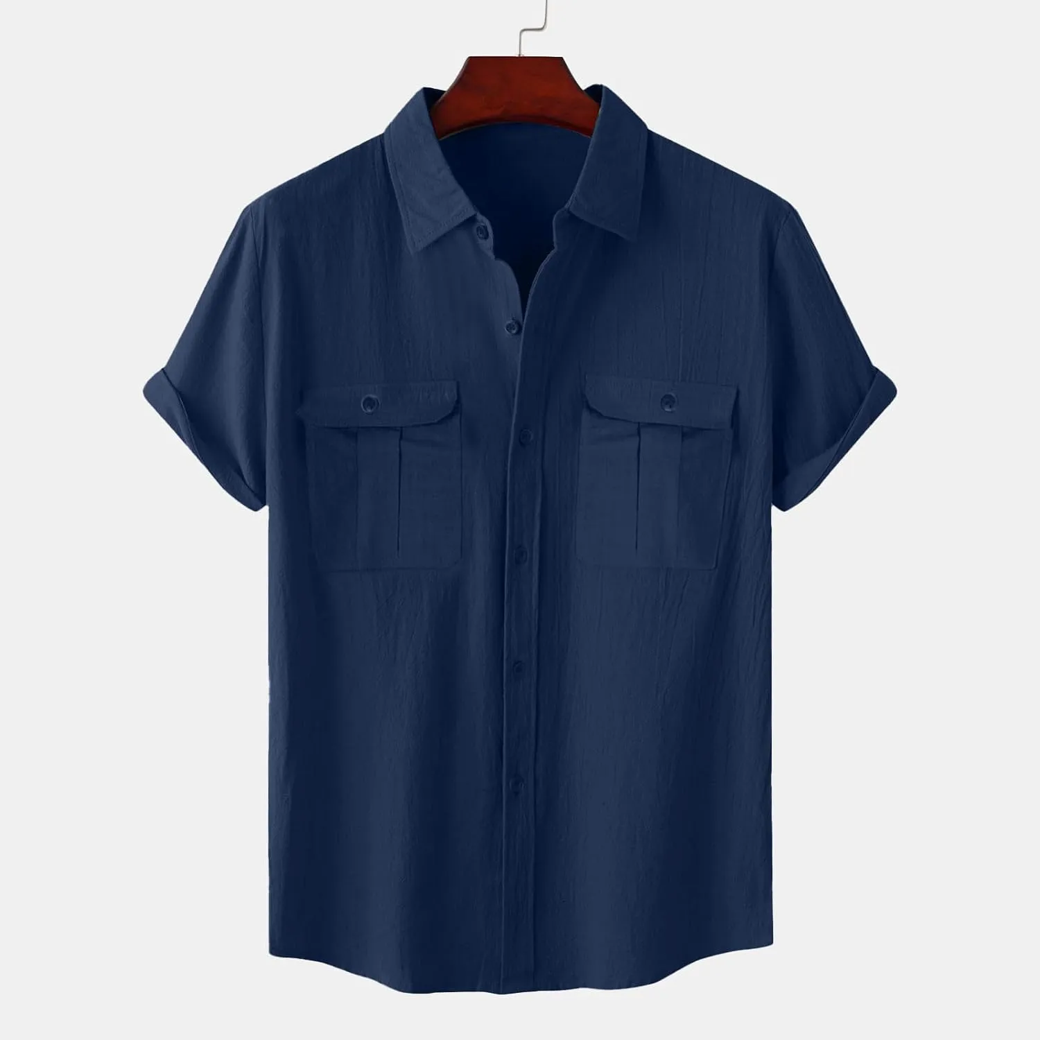 Linen Shirts for Men Short Sleeve Button Down Shirt Summer Vacation Clothes Hawaiian Beach Tops Hawaiian Work Shirt