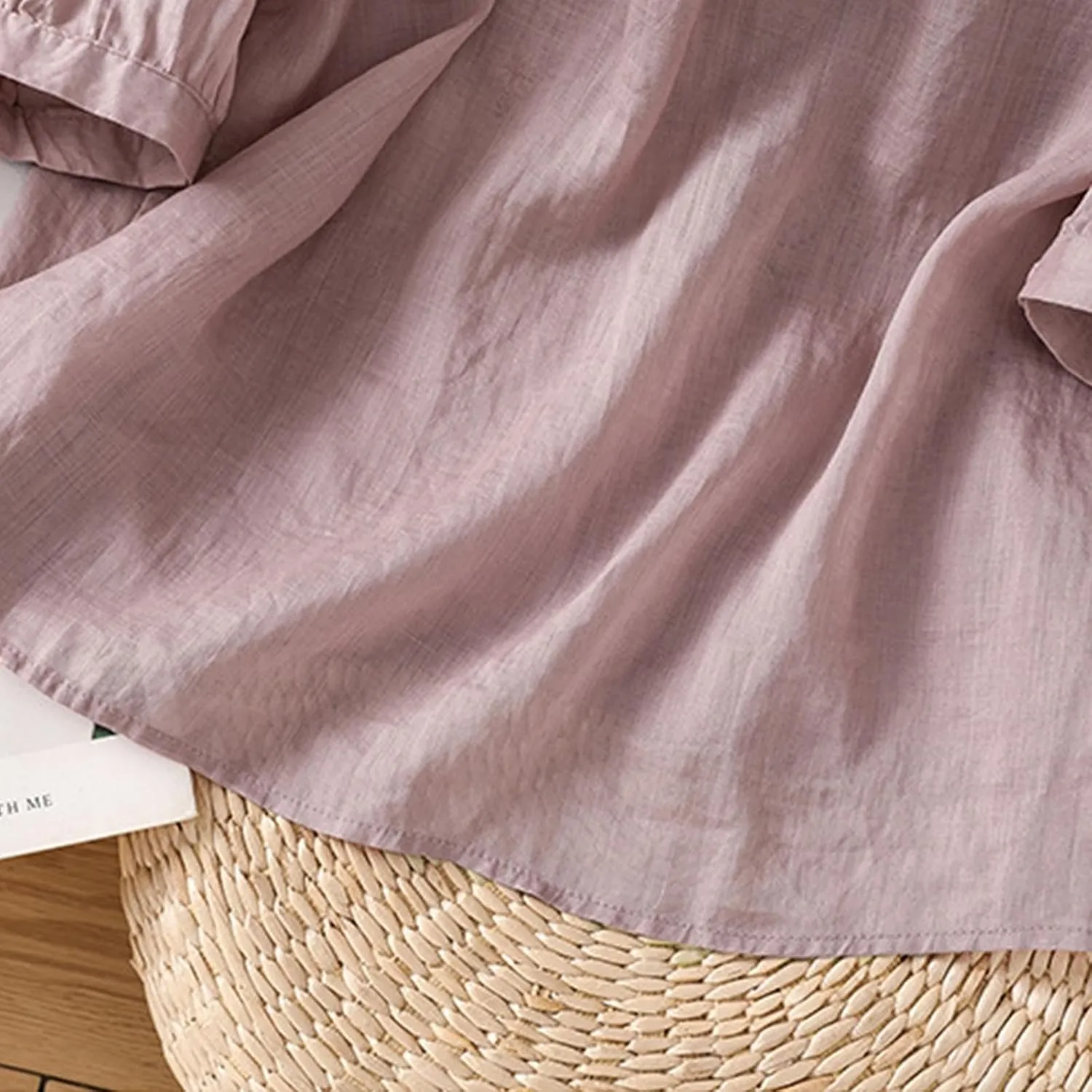 Linen Shirts for Women Summer Cotton Linen Floral Embroidered 3/4 Sleeve Tops Retro Boho Ethnic Peasant Tunic Tshirt