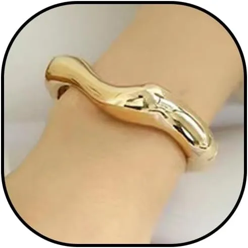 Long tiantian Gold Bracelets for Women Gold Bangles Cuff Bracelets Chunky Gold Bangle Bracelets Irregular Gold Cuff Bracelets Trendy Gold Jewelry Gift for Women