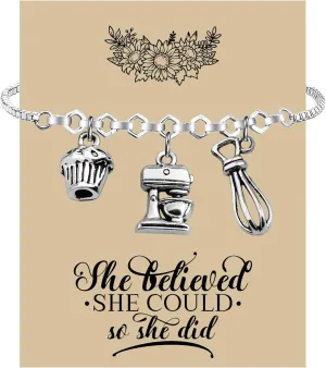 Lywjyb Birdgot Baker Bracelet Pastry Chef Jewelry Gift for Culinary Students Baking Jewelry