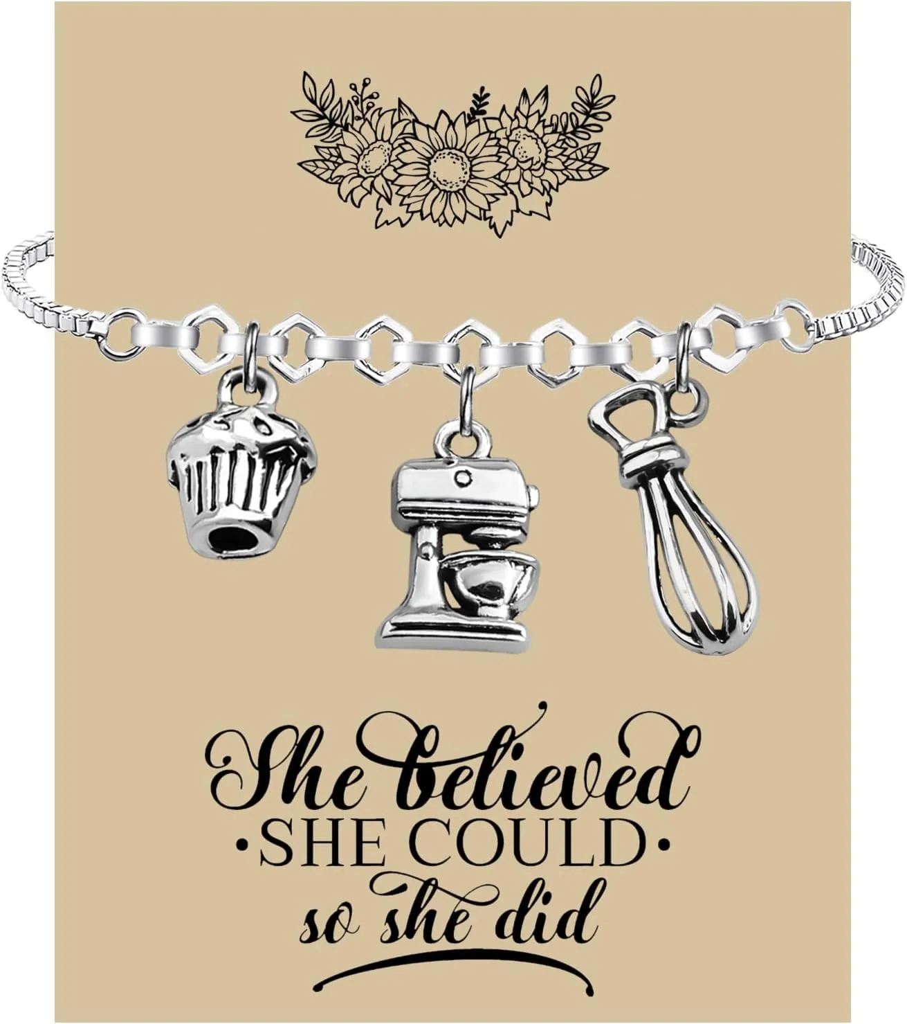 Lywjyb Birdgot Baker Bracelet Pastry Chef Jewelry Gift for Culinary Students Baking Jewelry