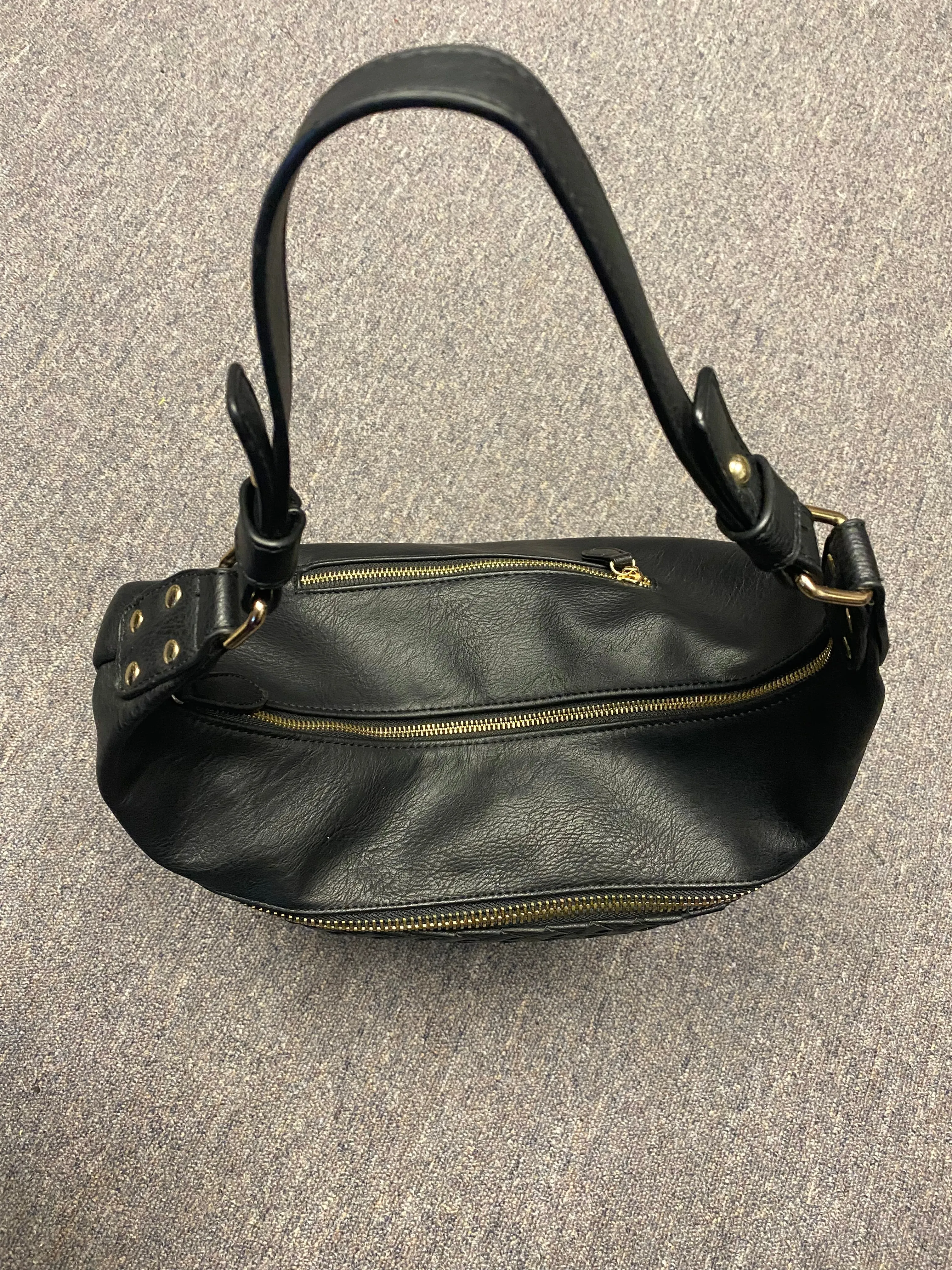 Madison West Hobo Black Braided Vegan Leather Handbag Slouchy Purse Basket