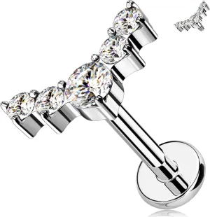 Melighting Titanium Conch Piercing Jewelry Internally Threaded 16G Cured Cartilage Earring Clear CZ Titanium G23 Helix Piercing Jewelry 8mm Labret Jewelry for Wome