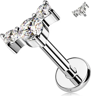 Melighting Titanium Conch Piercing Jewelry Internally Threaded 16G Cured Cartilage Earring Clear CZ Titanium G23 Helix Piercing Jewelry 8mm Labret Jewelry for Wome