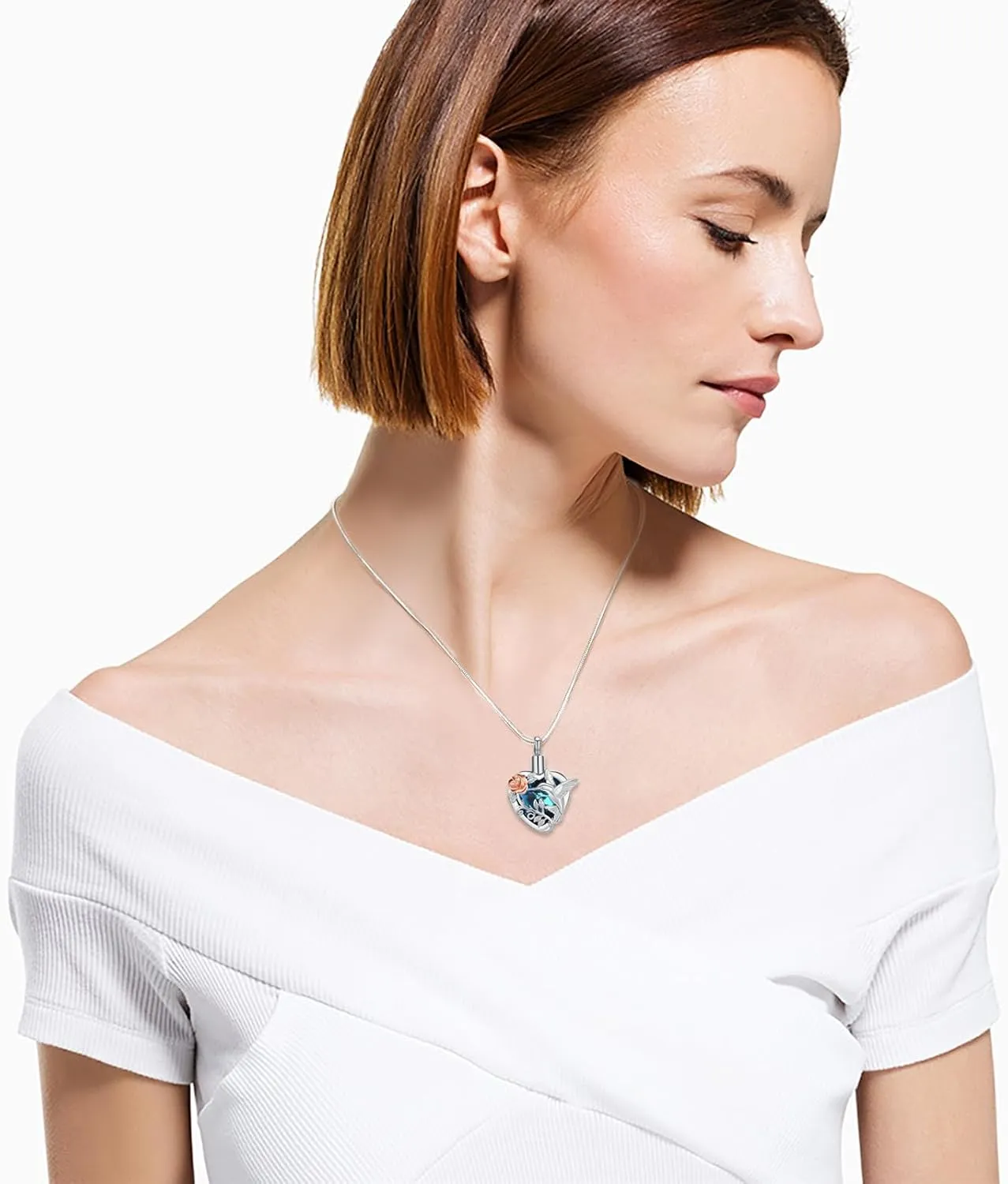 memorial jewelry Birthstone Personalized Hummingbird and Heart Cremation Urn Necklace Pendant Ashes Jewelry