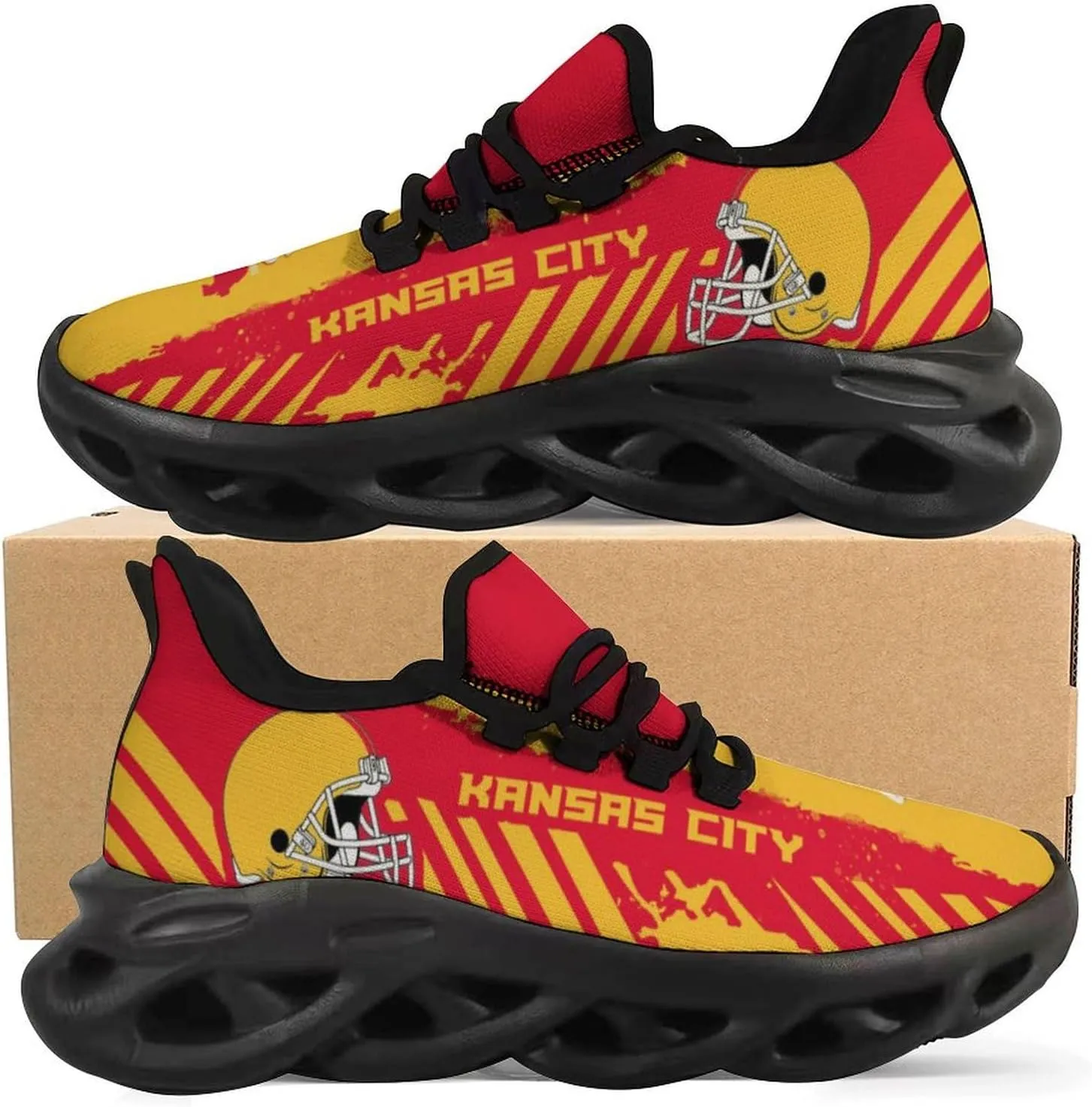 Men's American Football Flex Control Sneakers Casual Breathable Fans Sports Workout Athletic Gym Slip-on Shoes Gifts Game Day