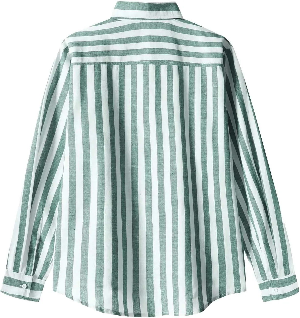 Men's Button Down Linen Shirts Casual Stripe Printed Long Sleeve Cotton Beach Beach Tops Regular Fit Dress Shirt