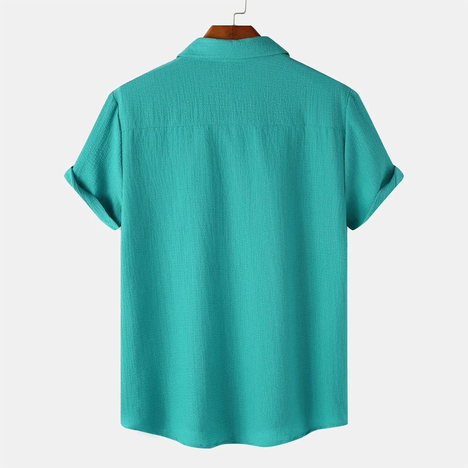Men's Casual Button Down Shirt Short Sleeve Summer Beach Shirts Lightweight Solid Color Cotton Linen Shirts for Men