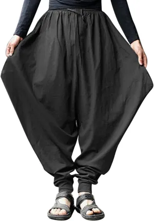 Men's Cotton Linen Pants Baggy Harem Pants Vintage Drop Crotch Pants Plus Size Hippie Boho Yoga Pants Aladdin Pants