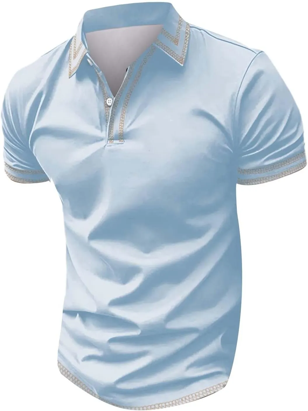 Mens Golf Shirts Short Sleeve Big and Tall Polo Shirt Button Collared Lightweight Muscle Tops Business Casual Summer