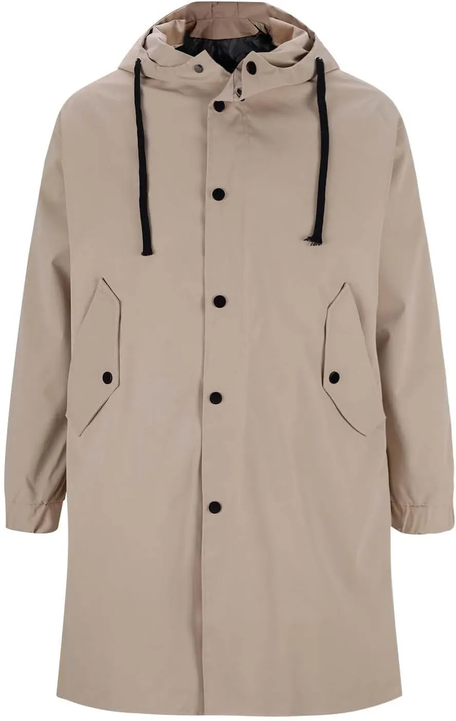 Men's Hooded Windbreaker Jacket Long Trench Coat Winter Warm Overcoat