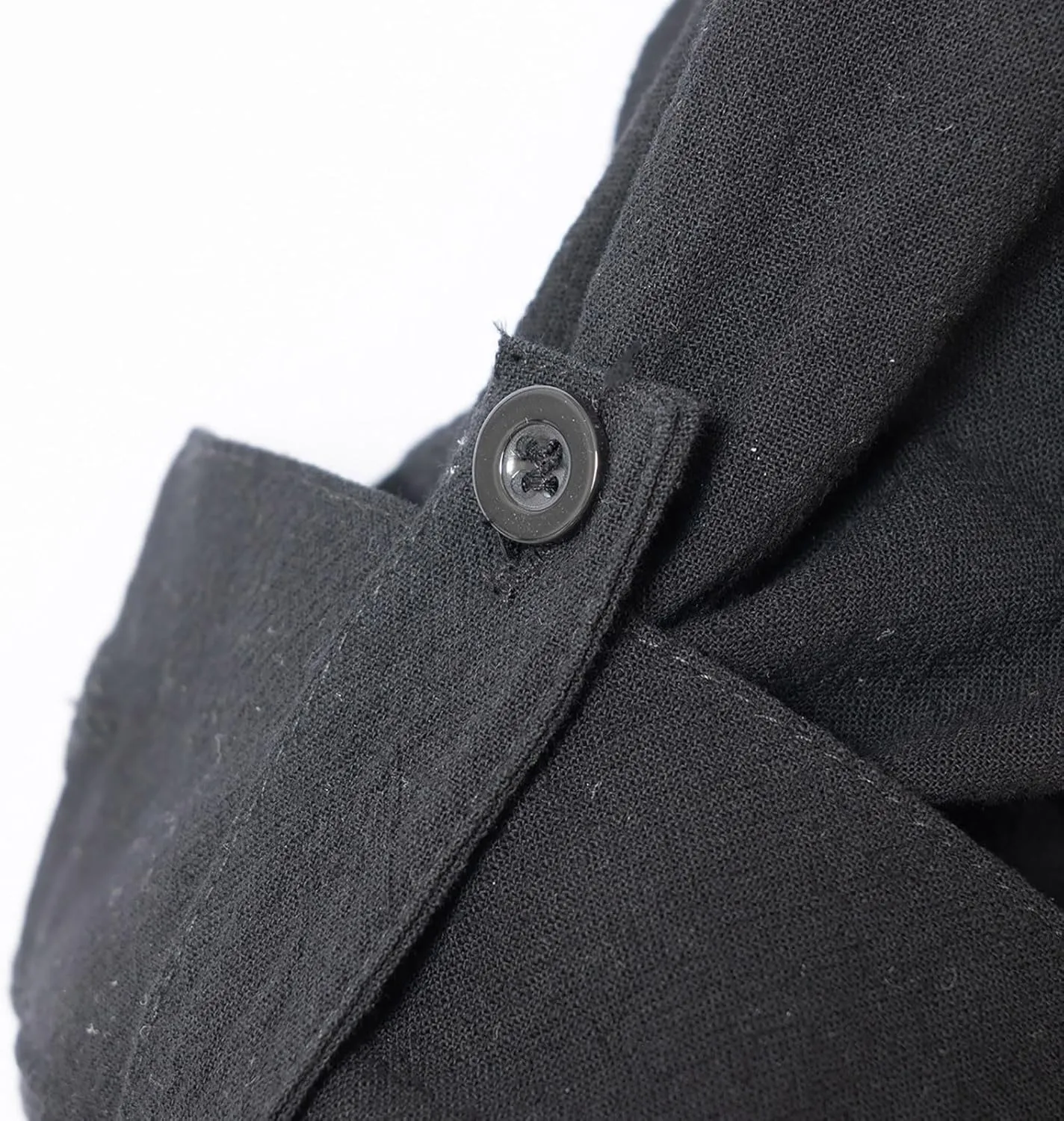 Men's Linen Long-Sleeve Henley Shirt Business Casual Stylish Slim-Fit Dress Shirts Lightweight Beach Button Up Shirts
