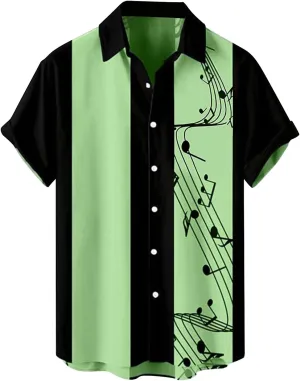 Mens Linen Shirt Short Sleeve Button Down Men Holiday Beach Shirts Funny Performence Printed Short Sleeve Tropical