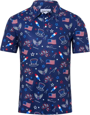 Mens Polo Golf Shirts Funny Graphics Shorts Sleeve Button Shirts