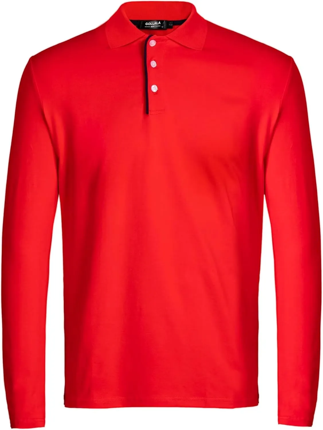 Mens Polo Shirts Cotton Solid Long Sleeve Polo Rugby Shirts