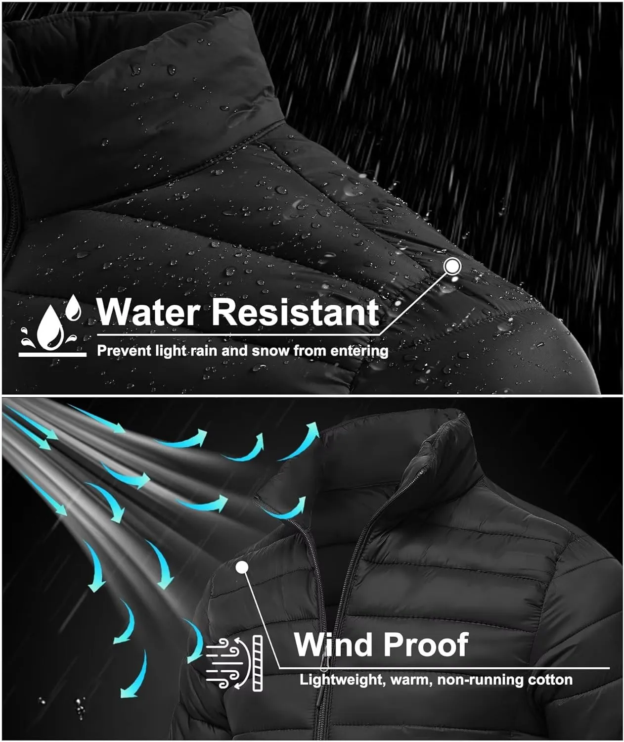 Men's Puffer Jacket Lightweight Warm Winter Coat with Zipper Pockets Insulated Ski Snow Down Jackets
