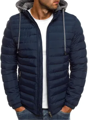 Men's Puffer Jacket Water-Resistant Hooded Winter Coats Quilted Lightweight Packable Coat Down Alternative Jacket 2024