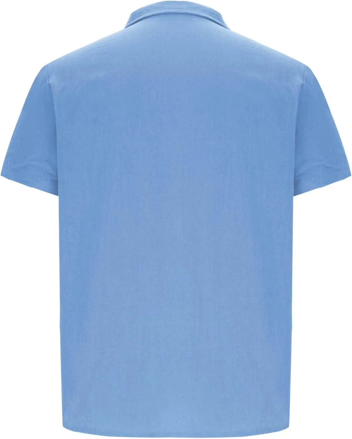 Mens Short Sleeve Dress Shirts with Pocket Cotton Linen Button Down T-Shirt Spread Collar Plain Summer Beach Tops