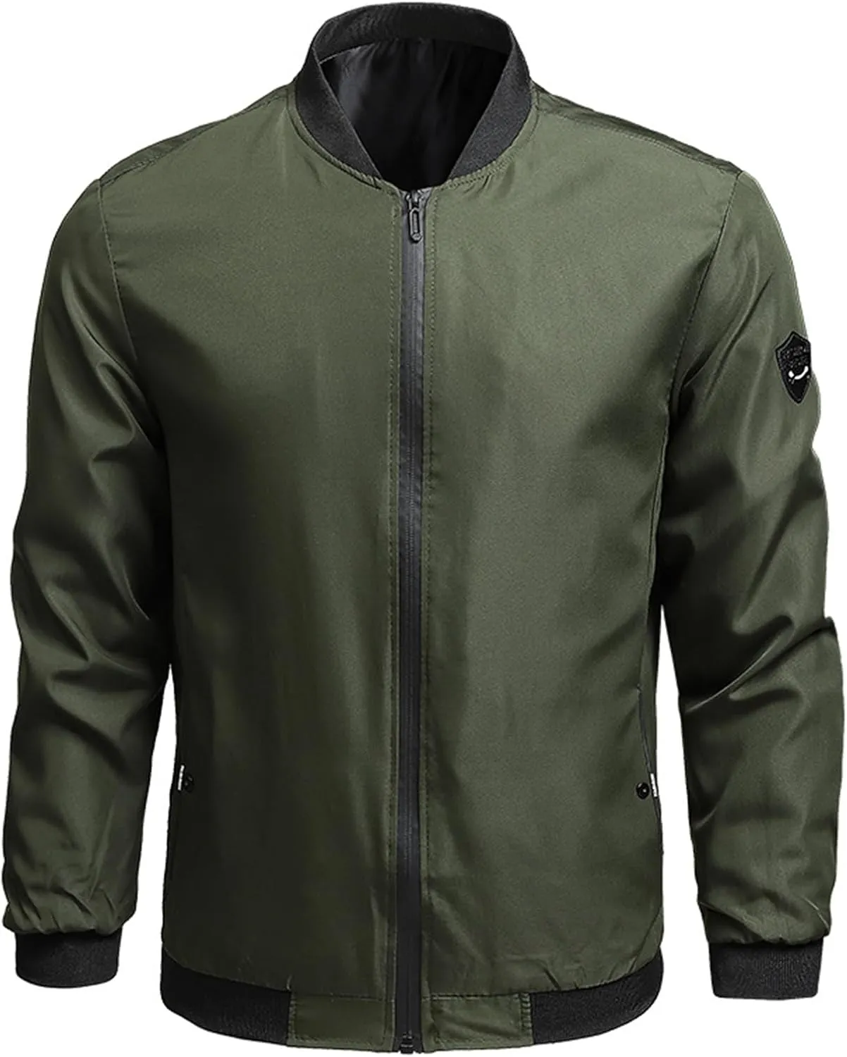 Men's Slim Fit Lightweight Softshell Flight Bomber Jacket Coat Zip Up Windbreaker Casual Spring Fall Jackets Pockets