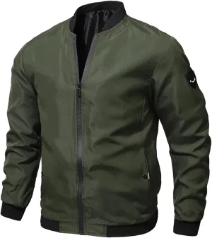 Men's Slim Fit Lightweight Softshell Flight Bomber Jacket Coat Zip Up Windbreaker Casual Spring Fall Jackets Pockets