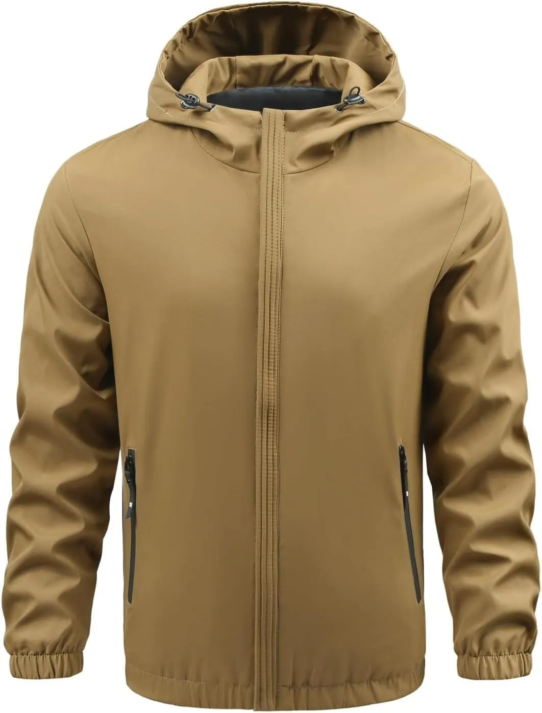 Men's Softshell Hiking Jacket Waterproof Fleece-Lined Lightweight Windbreaker for Outdoor