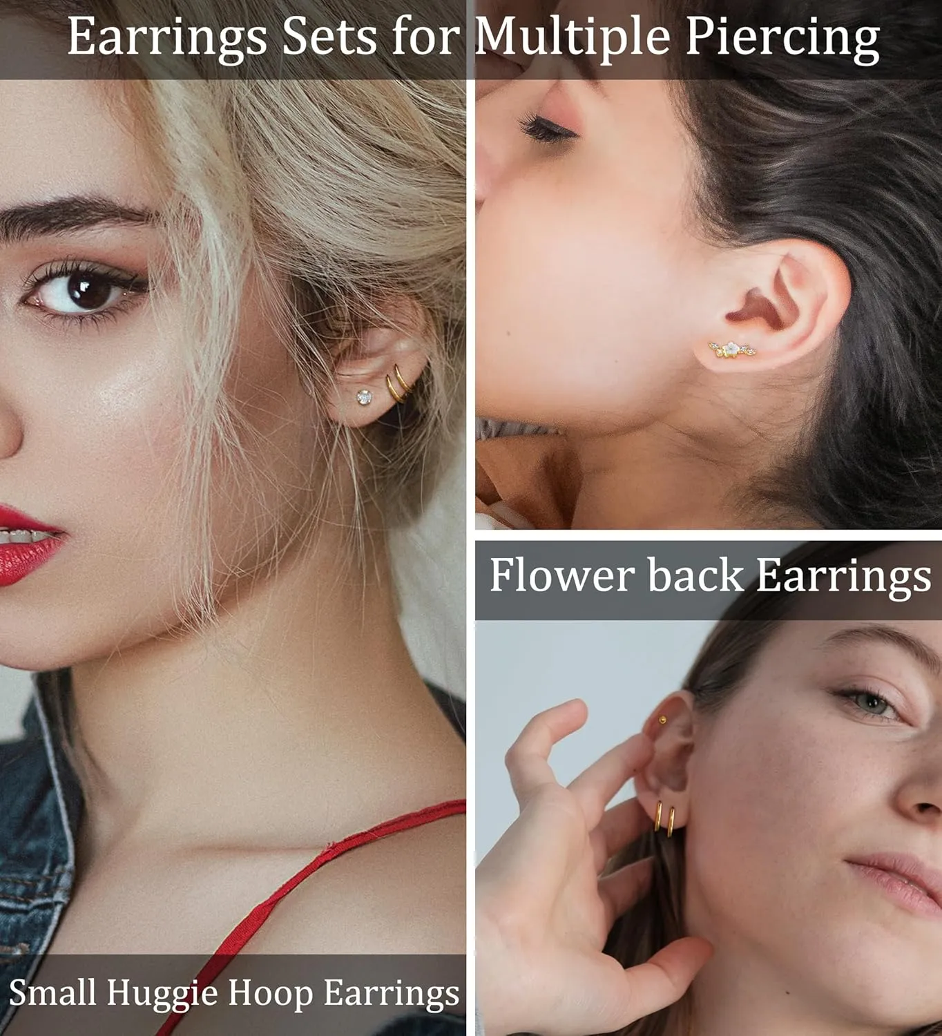 MJust Hypoallergenic Surgical Steal Earrings for Women & Men Flat Back Studs & Hoops Earrings Set for Sensitive Ears, Screwback Earrings for Cartilage