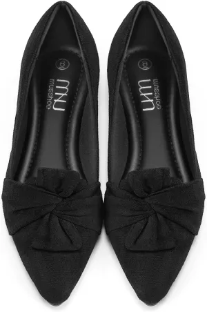 MUSSHOE Women's Flats Dressy Pointed Toe Comfortable Bowknot Ballet Flats Shoes