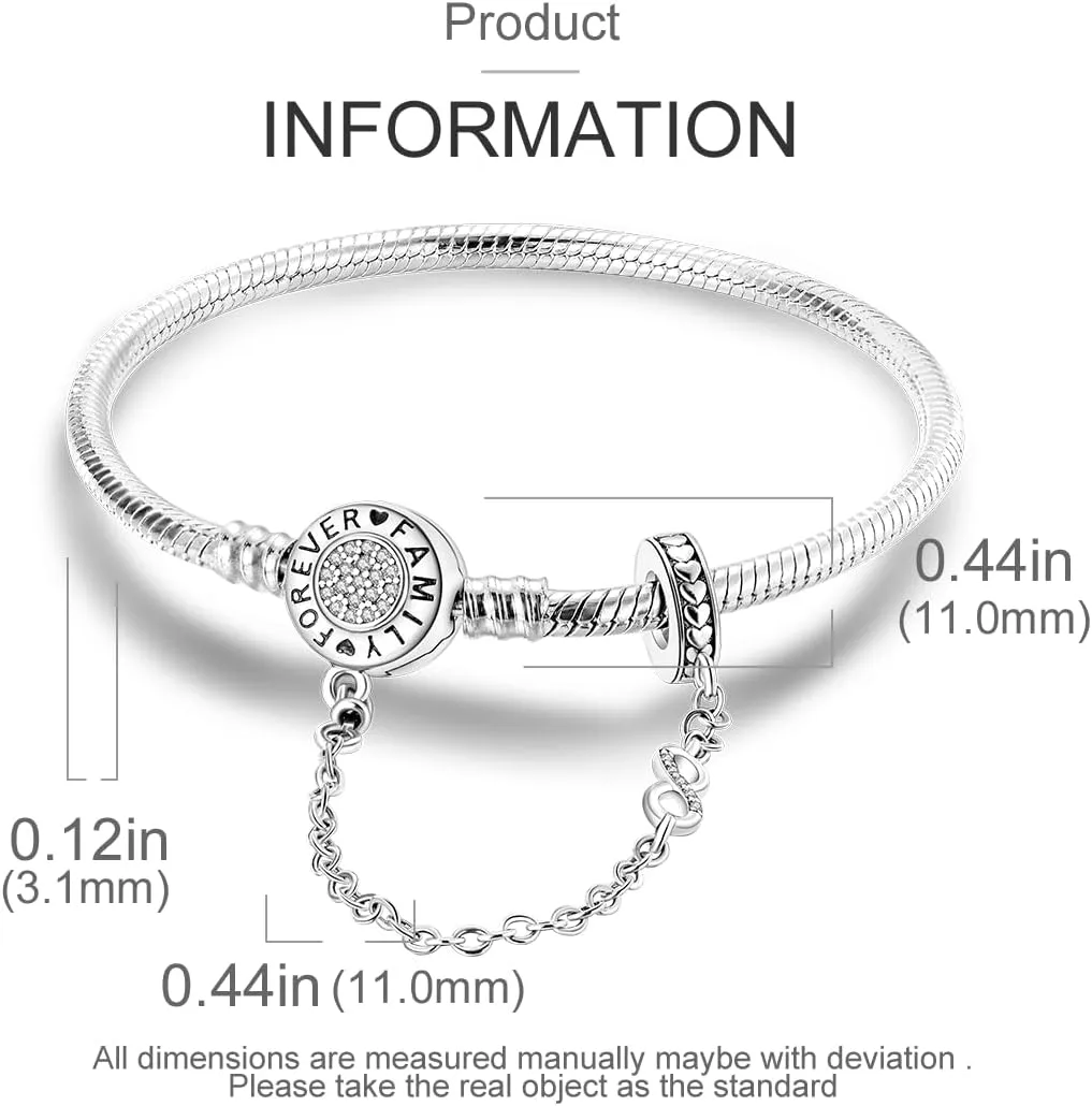 NARMO 925 Sterling Silver Bracelets for Women Love Heart Bracelets Butterfly Snake Bracelets fit Pandora Charm Beads Various Snake Charm Bracelets Size 6.7in-7.9in