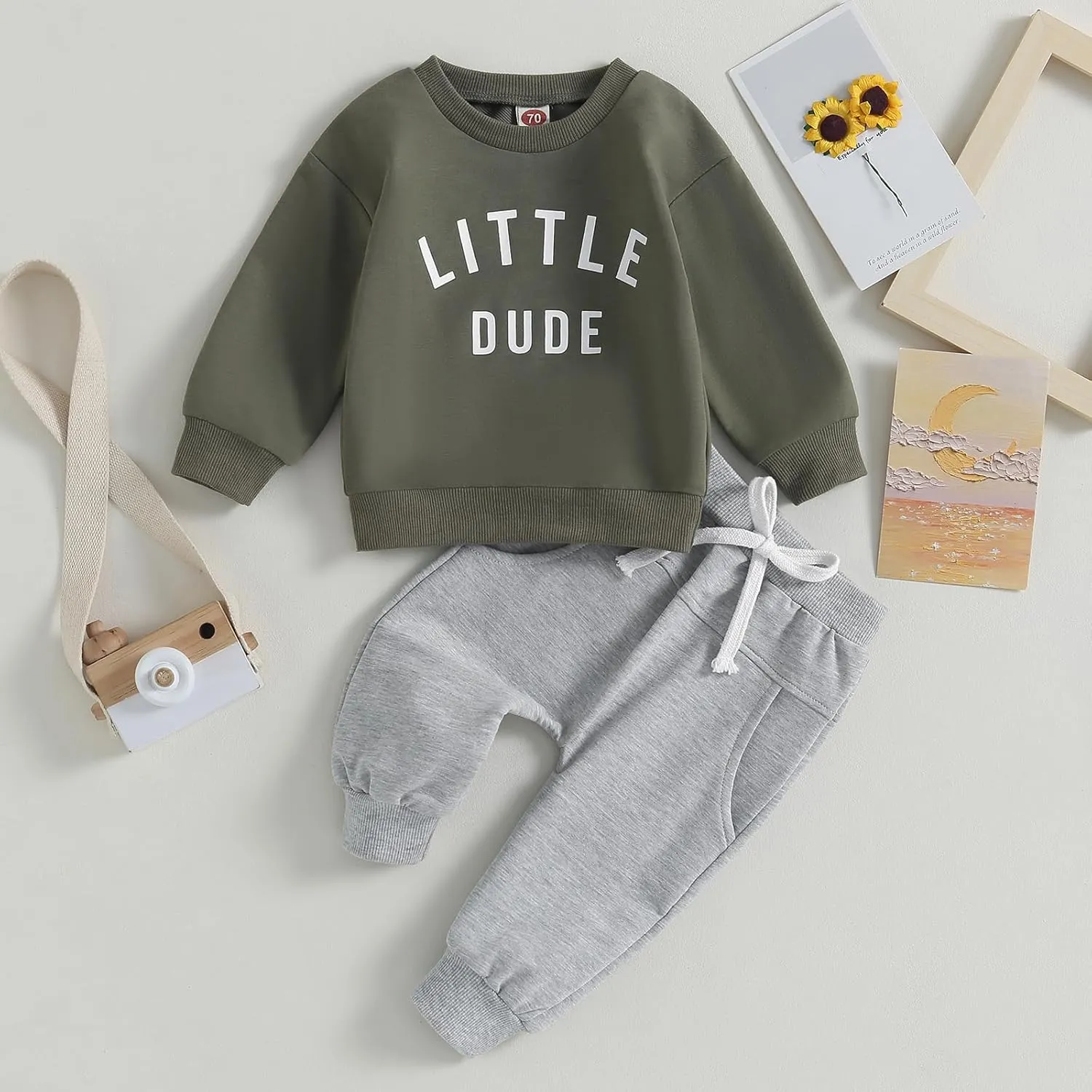 Newborn Baby Boy Fall Clothes Long Sleeve Round Neck Letter Print Sweatshirt Top Long Pants Cute Toddler Winter Outfits