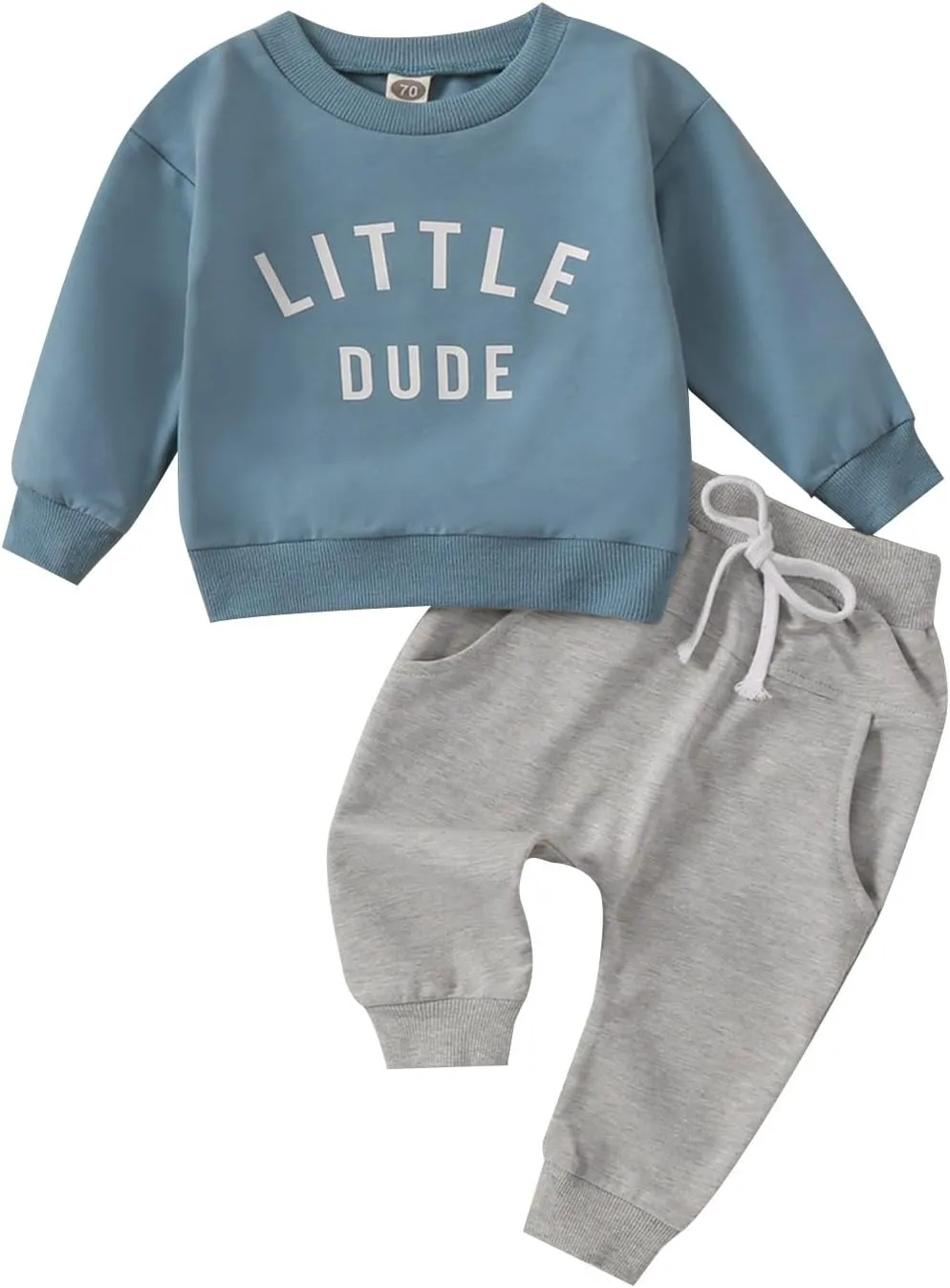 Newborn Baby Boy Fall Clothes Long Sleeve Round Neck Letter Print Sweatshirt Top Long Pants Cute Toddler Winter Outfits