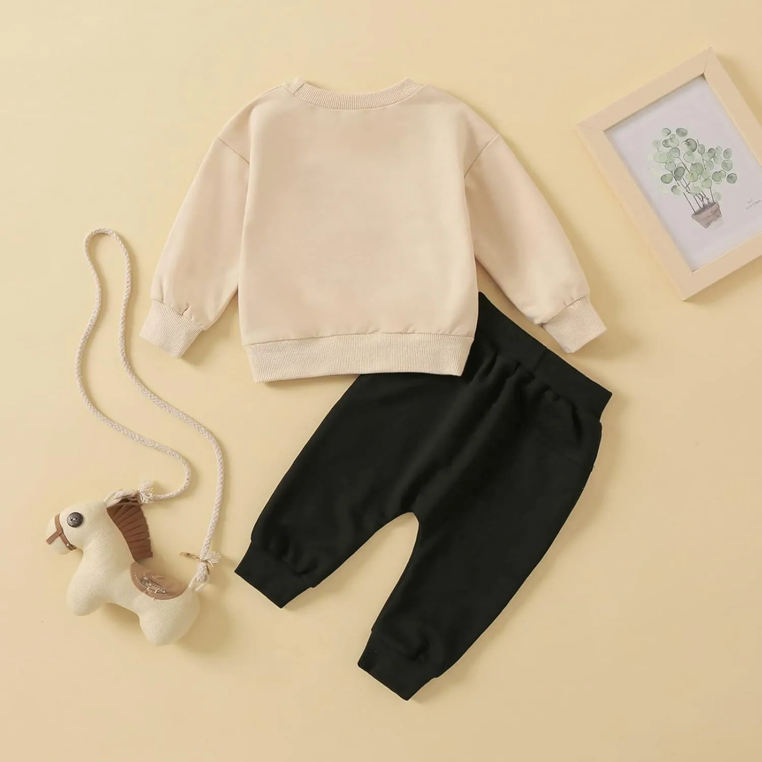 Newborn Baby Boy Fall Clothes Long Sleeve Round Neck Letter Print Sweatshirt Top Long Pants Cute Toddler Winter Outfits