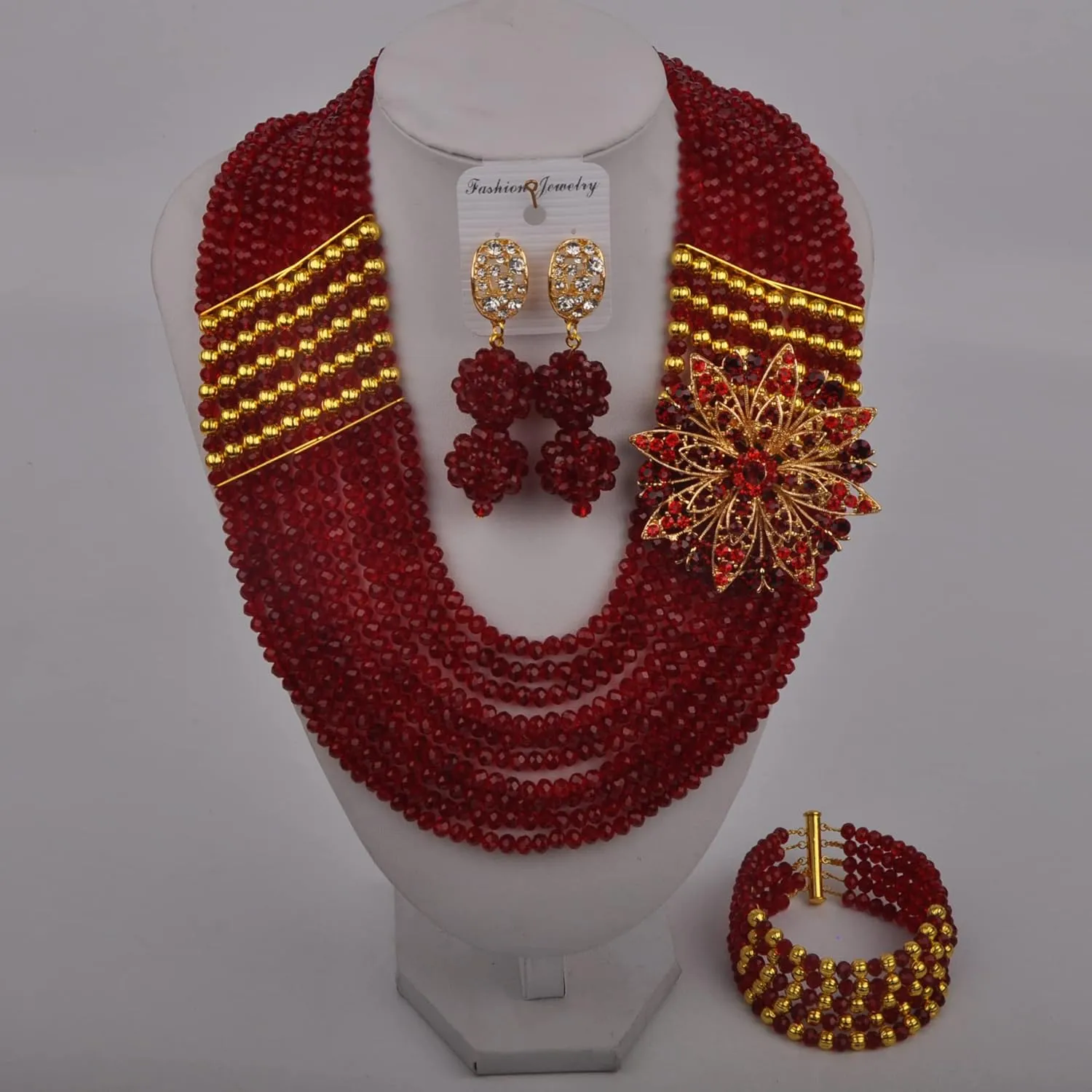 Nigerian Jewelry For Women African Wedding Necklace Set Crystal Beaded Bridal Jewelry Sets