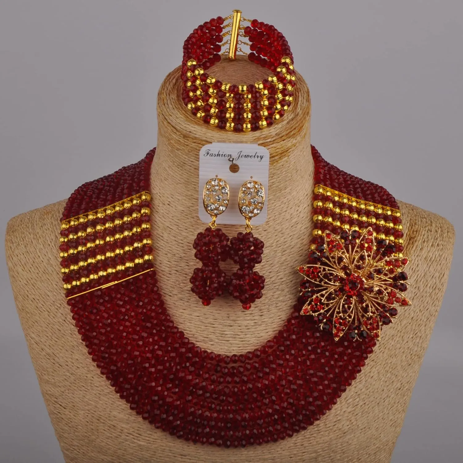 Nigerian Jewelry For Women African Wedding Necklace Set Crystal Beaded Bridal Jewelry Sets