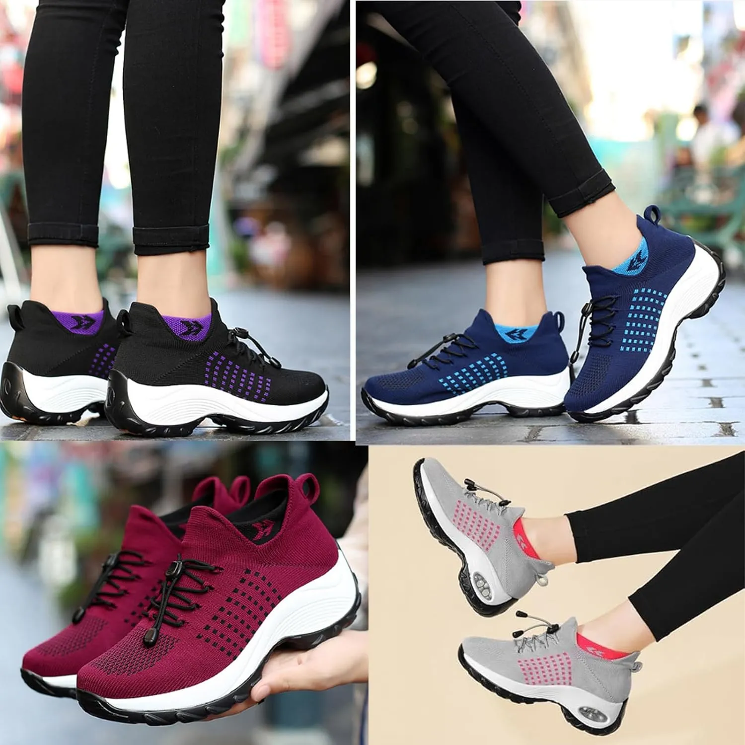 Orthopedic Sneakers Breathable Women Walking Shoes Slip on Trainers Women's Comfortable Casual Ladies Athletic Shoe Stretch Cushion Shoes