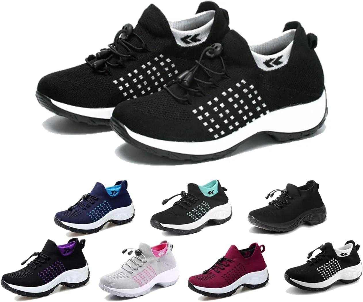 Orthopedic Sneakers Breathable Women Walking Shoes Slip on Trainers Women's Comfortable Casual Ladies Athletic Shoe Stretch Cushion Shoes