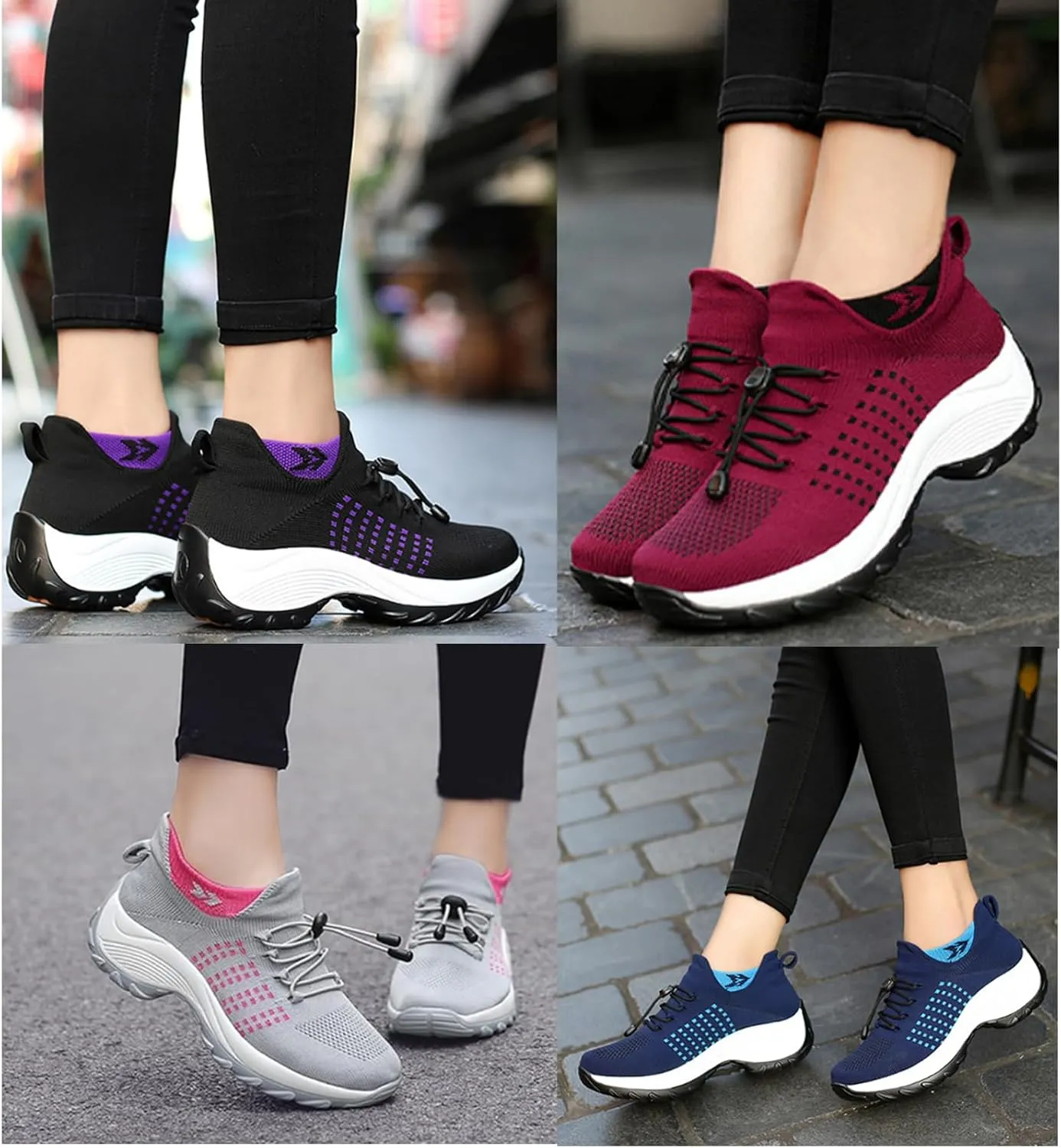 Orthopedic Sneakers Breathable Women Walking Shoes Slip on Trainers Women's Comfortable Casual Ladies Athletic Shoe Stretch Cushion Shoes
