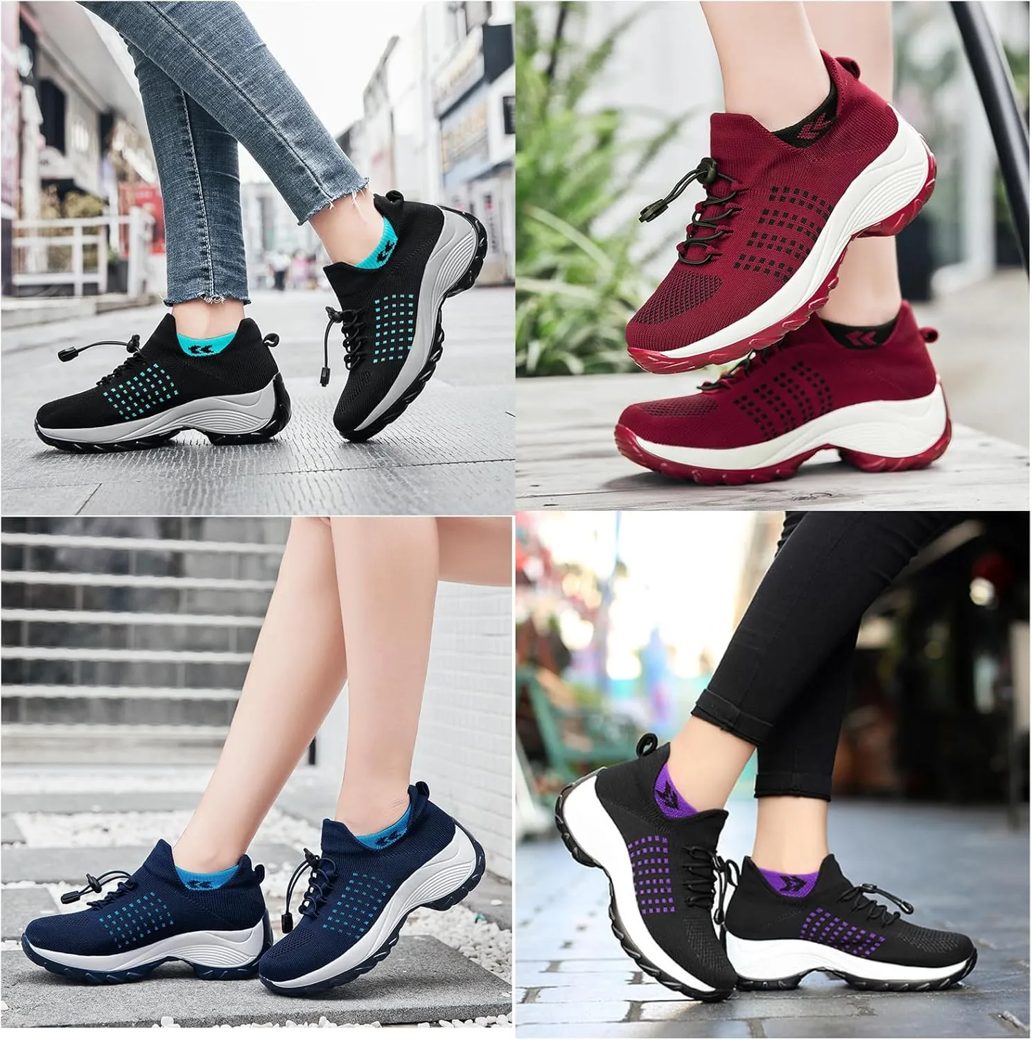 Orthopedic Sneakers Breathable Women Walking Shoes Slip on Trainers Women's Comfortable Casual Ladies Athletic Shoe Stretch Cushion Shoes