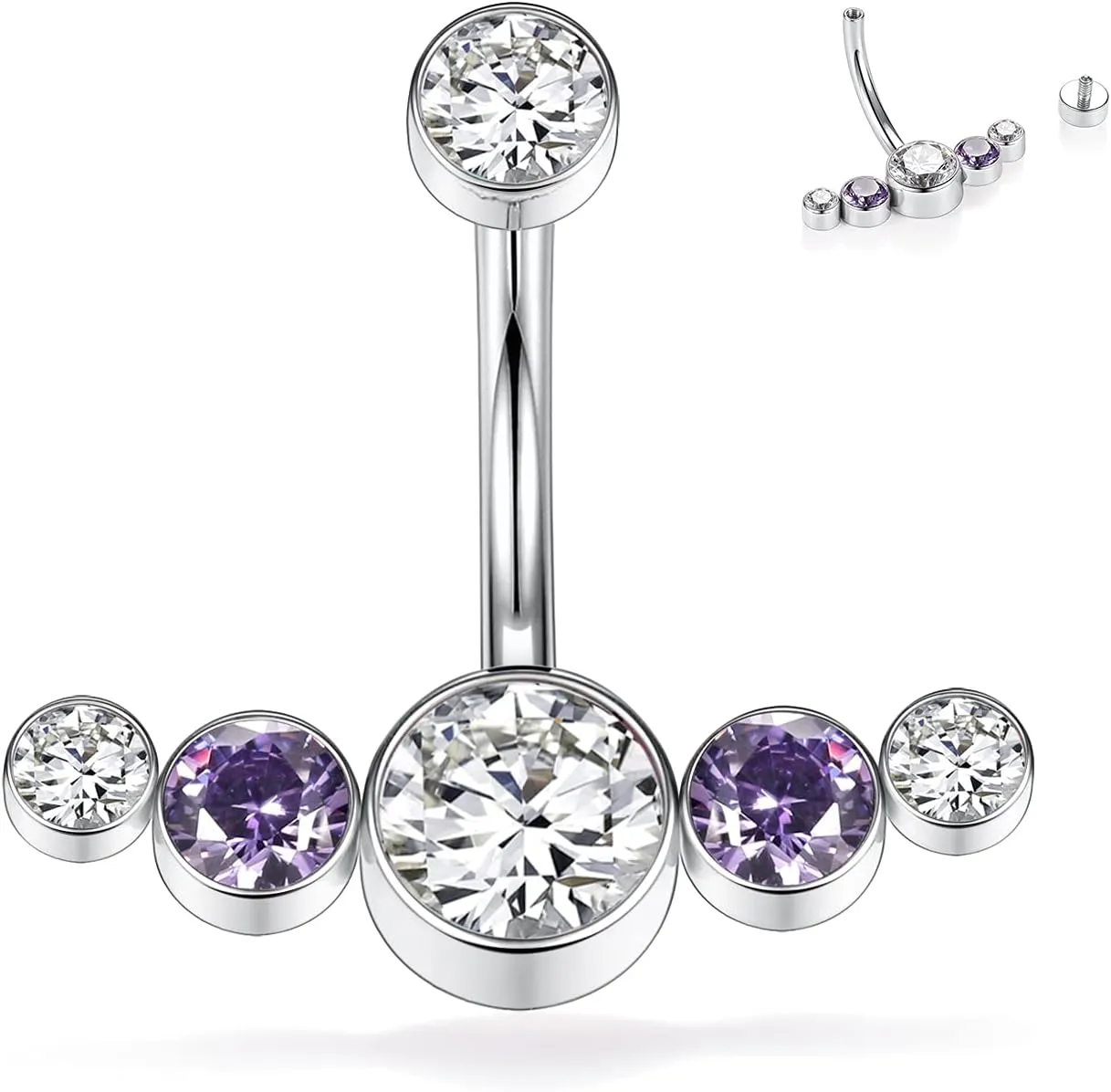 PEAKLINK Belly Button Ring 10mm 14G Belly Jewelry Titanium Navel Ring Internally Threaded Belly Barbell Navel Jewelry Navel Belly Piercing Jewelry for Women