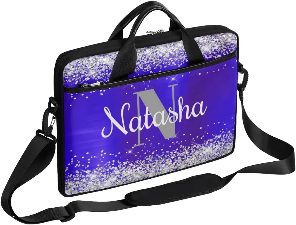 Personalized Glitter Laptop Bag Case Briefcases for Women, Custom Gift Computer Cases for Laptops, Tablet Shoulder Bag