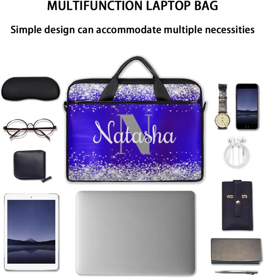 Personalized Glitter Laptop Bag Case Briefcases for Women, Custom Gift Computer Cases for Laptops, Tablet Shoulder Bag