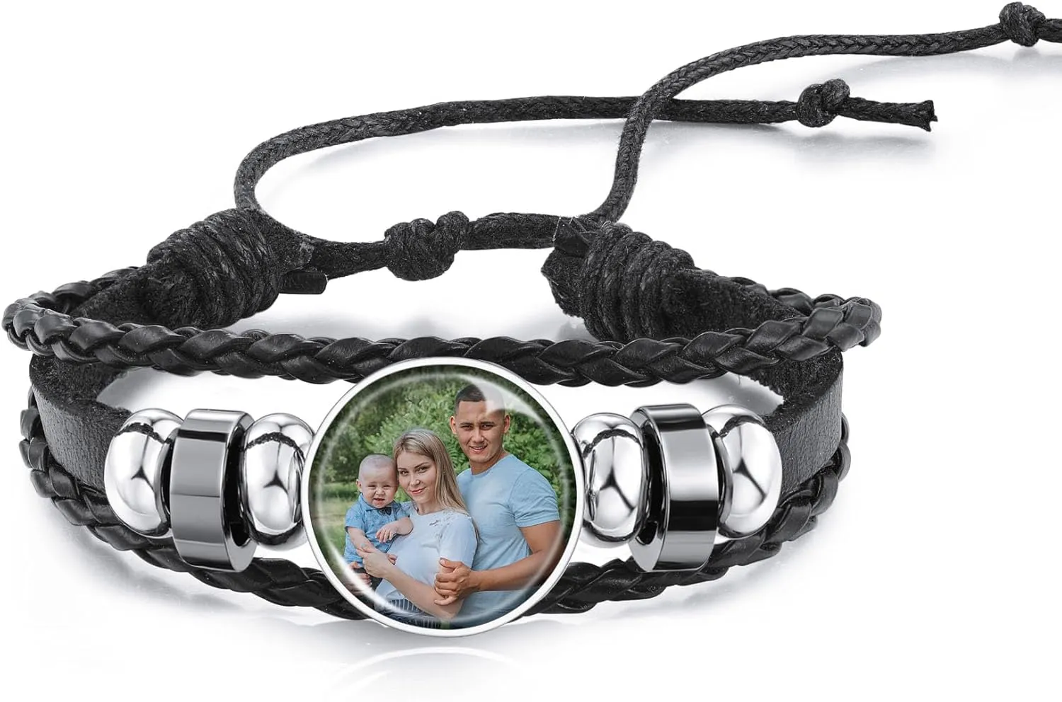 Personalized Photo Bracelets for Women Customized Picture Bracelets Adjustable Leather Wrap Bracelet with Picture Inside Engraved Women Bracelets with Photos Memorial Bracelets with Picture