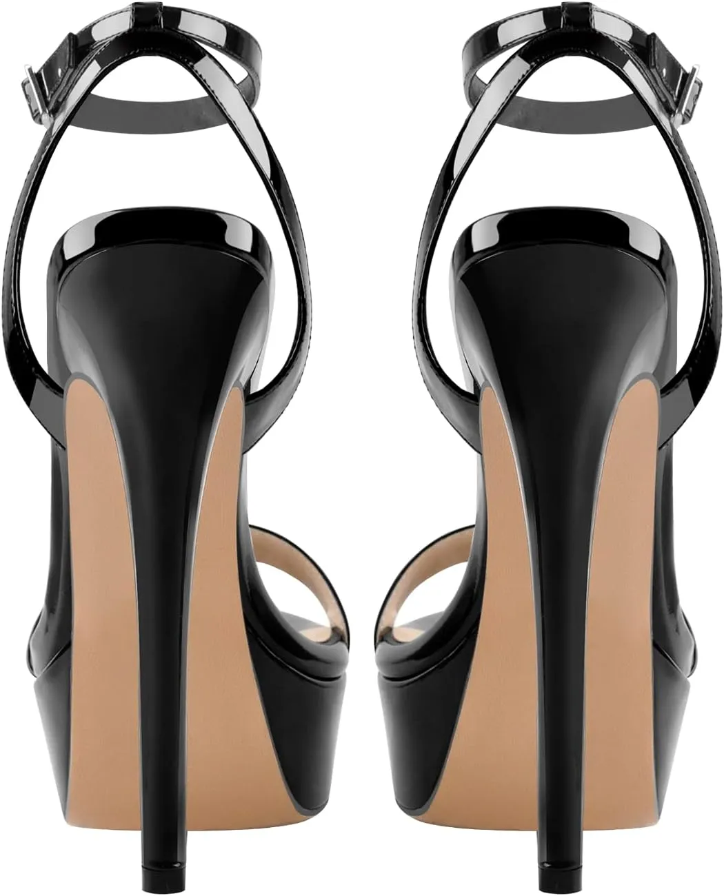 Platform Stiletto High Heels for Women, Round Open Toe Ankle Strap Sexy Heeled Sandals for Wedding Party Dress